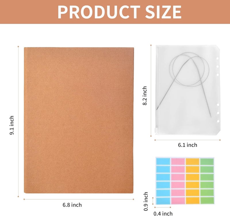 WANGDEFA Knitting Needles Holder Case Set Circular Needle Case Circular Knitting Needle Storage 1 Pcs Kraft Cover 20 Pcs Binder Pockets and 48 Pcs Label Paper for Collecting Sorting - Image 2